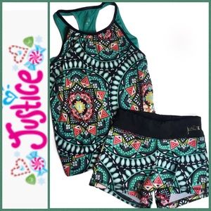Justice Girl’s Tribal Print Active Wear Set Sz 12